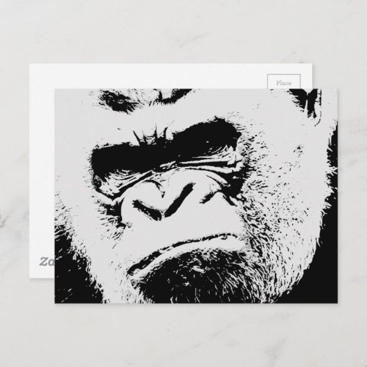 Carte Postale Gorilla en colère (Devant / Derrière)