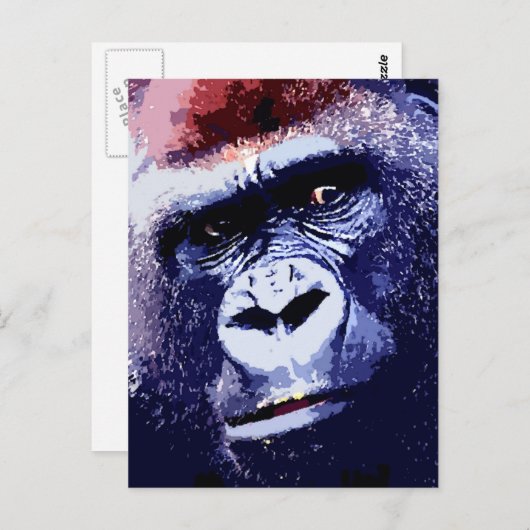 Carte Postale Gorilla Face Pop Art (Devant / Derrière)