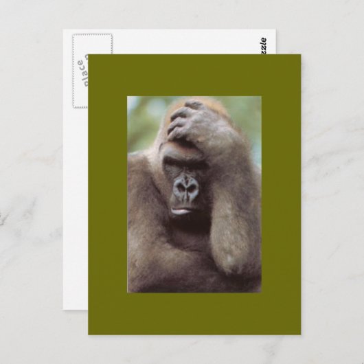CARTE POSTALE GORILLA PENSER (Devant / Derrière)