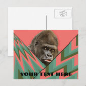 Carte postale gorille drôle rose vert chevron (Devant / Derrière)