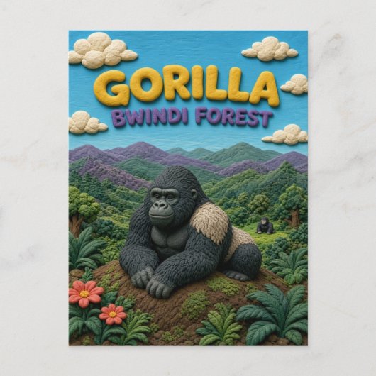 Carte Postale Gorille Forêt Bwindi Moderne KlayKoo (Devant)