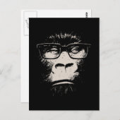 Carte Postale Gorille Hipster Avec Verre (Devant / Derrière)
