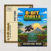 Carte Postale Gorille, Rétro Pixel Art 8-Bit (Devant / Derrière)