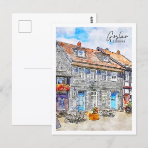 Carte Postale Goslar Allemagne Travel Place Aquarelle