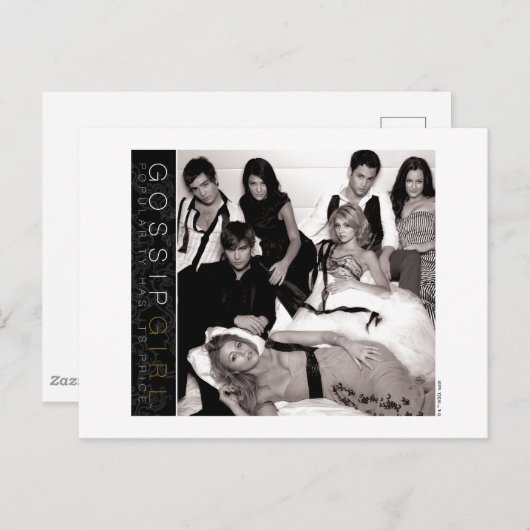 Carte Postale Gossip Girl Groupe Graphique Noir et Blanc (Devant / Derrière)