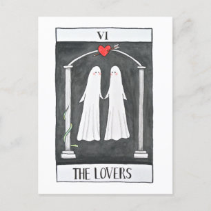 Carte Postale Goth Art Tarot Amateurs mignon couple fantôme Grap