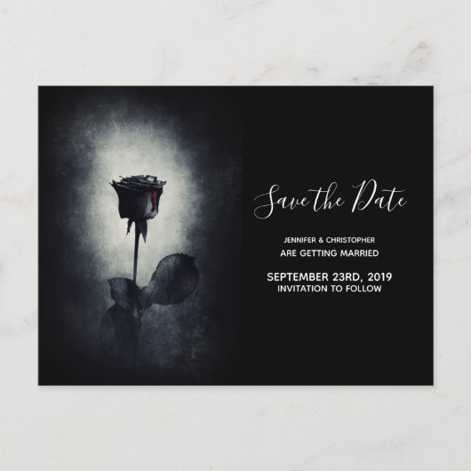 Carte Postale Goth Black Rose Bloody Mariage pétale Enregistrer  (Devant)