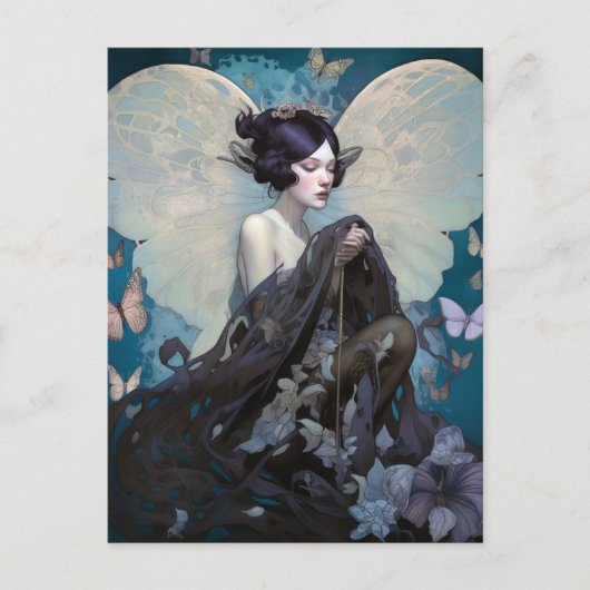 Carte Postale Goth Dark Fairy Girl Imaginaire Art (Devant)
