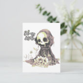 Carte Postale Goth d'été Squelette et fleurs (Debout devant)