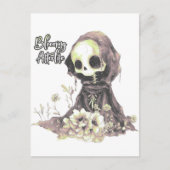Carte Postale Goth d'été Squelette et fleurs (Devant)