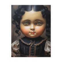 Carte postale Goth Doll vintage - Charme étrange