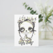 Carte Postale Goth été Skeleton fille et fleurs (Debout devant)
