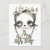 Carte Postale Goth été Skeleton fille et fleurs (Devant)