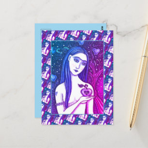 CARTE POSTALE GOTH EVE, CÔTÉ SOMBRE D'EDEN, POMME ET SERPENT