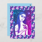 CARTE POSTALE GOTH EVE, CÔTÉ SOMBRE D'EDEN, POMME ET SERPENT (Devant / Derrière)