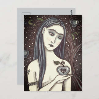 CARTE POSTALE GOTH EVE, JARDIN SOMBRE D'EDEN, FEMME, SERPENT