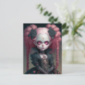 Carte Postale Goth Girl Rose Noir Déplaisant mignon (Debout devant)