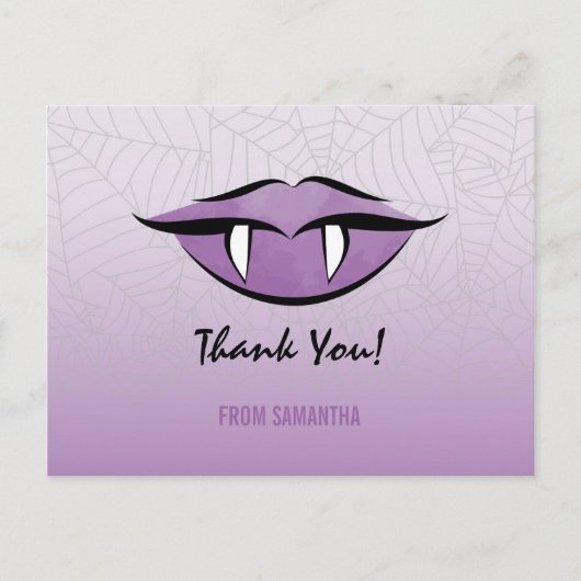 Carte Postale Goth Lèvres Vampire Halloween Anniversaire Merci (Devant)