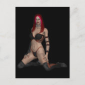 Carte Postale Goth Punk Vampire femme en cuir noir (Devant)