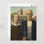 Carte Postale Gothic américain Grant Wood Fermier Ferme (Devant / Derrière)