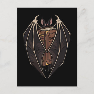 Carte Postale Gothic Bat Reading Dark Spell Book