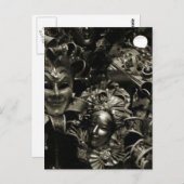 Carte Postale Gothic Dark Masquerade Masks Black and White (Devant / Derrière)