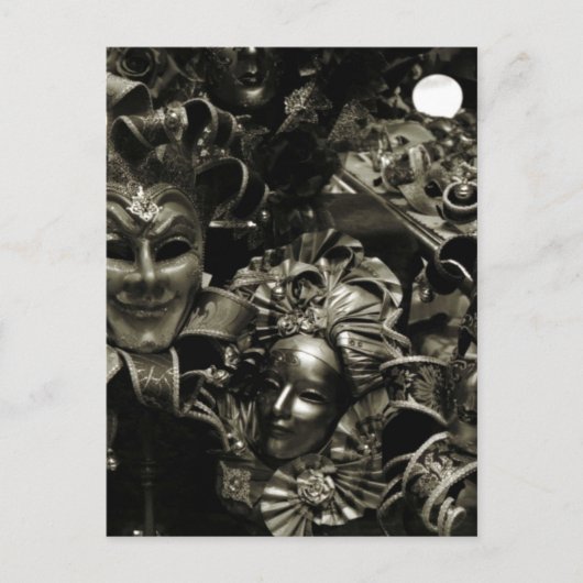 Carte Postale Gothic Dark Masquerade Masks Black and White (Devant)