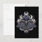 Carte Postale Gothic Death Moth and Moon Phases (Devant / Derrière)