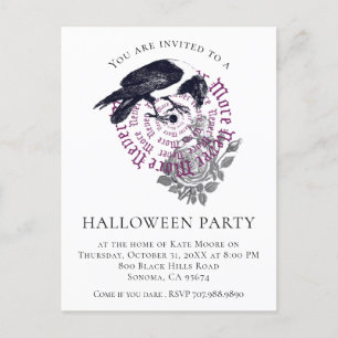 Carte Postale Gothic Raven Halloween Party Invitation