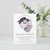 Carte Postale Gothic Raven Halloween Party Invitation (Debout devant)