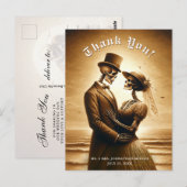 Carte Postale Gothic Sepia Skeleton Couple Wedding Thank You (Devant / Derrière)