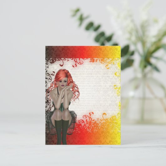 Carte Postale Gothique à tête rouge (Debout devant)