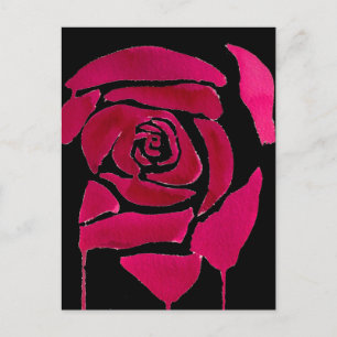 Carte Postale Gothique abstrait rose aquarelle art original