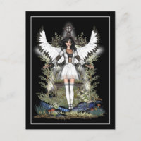 Carte postale gothique - Ange blanc & Dragon