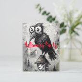 Carte Postale Gothique Black Crow Éffrayant Halloween Party (Debout devant)