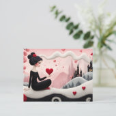 Carte Postale Gothique Coeurs dame Valentine (Debout devant)