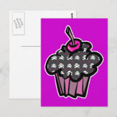 Carte Postale gothique crâne os croisés cupcake (Devant / Derrière)