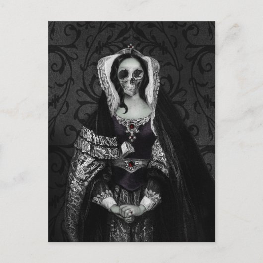 Carte Postale Gothique Dame de crâne (Devant)