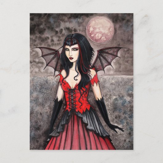 Carte postale gothique de Halloween de fée vampire (Devant)