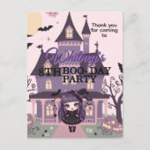 Carte Postale Gothique éffrayante fille violet Anniversaire Merc (Devant)