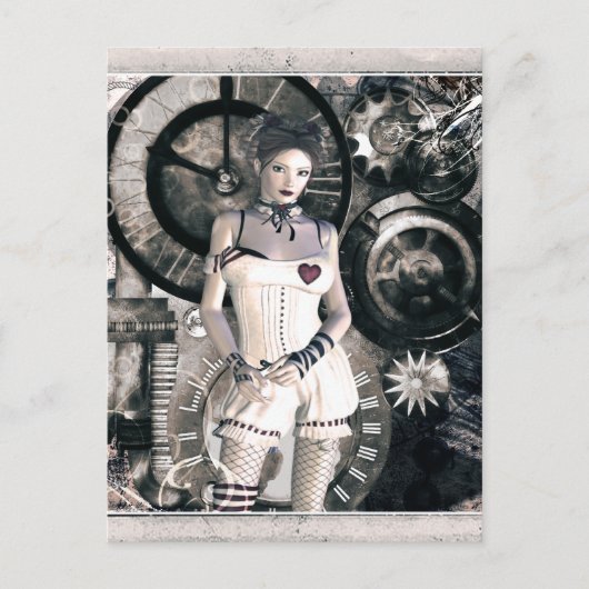 Carte Postale Gothique Filles Steampunk Au Coeur (Devant)