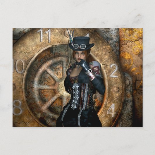 Carte Postale Gothique Filles Temps Pour Épargner Steampunk (Devant)