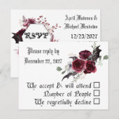 Carte Postale Gothique Goth Bats Dark Invitation Mariage RSVP (Devant / Derrière)