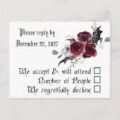 Carte Postale Gothique Goth Bats Dark Invitation Mariage RSVP (Devant)