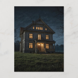 Carte postale gothique Halloween de maison hantée