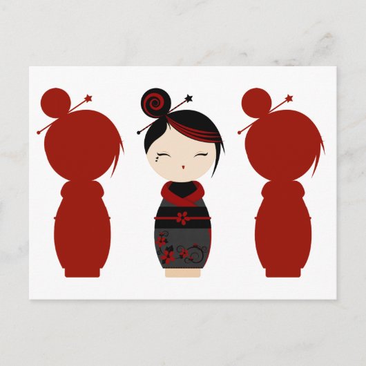 Carte Postale Gothique Kokeshi x4 (Devant)