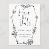 Carte Postale Gothique Main dessinée Fleurs Crâne Enregistrer la (Devant)