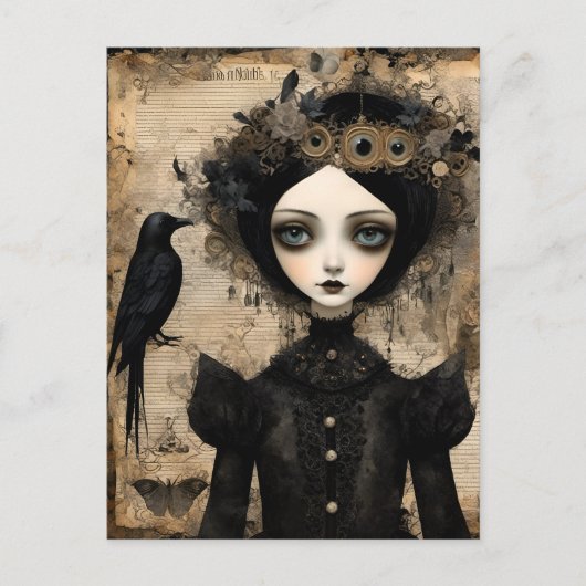 Carte Postale Gothique Raven Princess Collage (Devant)