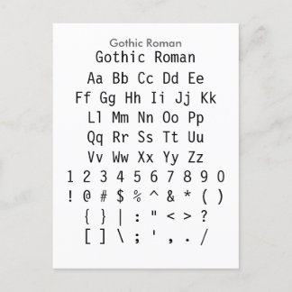 Carte Postale Gothique Roman - Feuille d'échantillonnage de poli