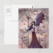 Carte postale gothique vampire Automne au coeur (Devant / Derrière)